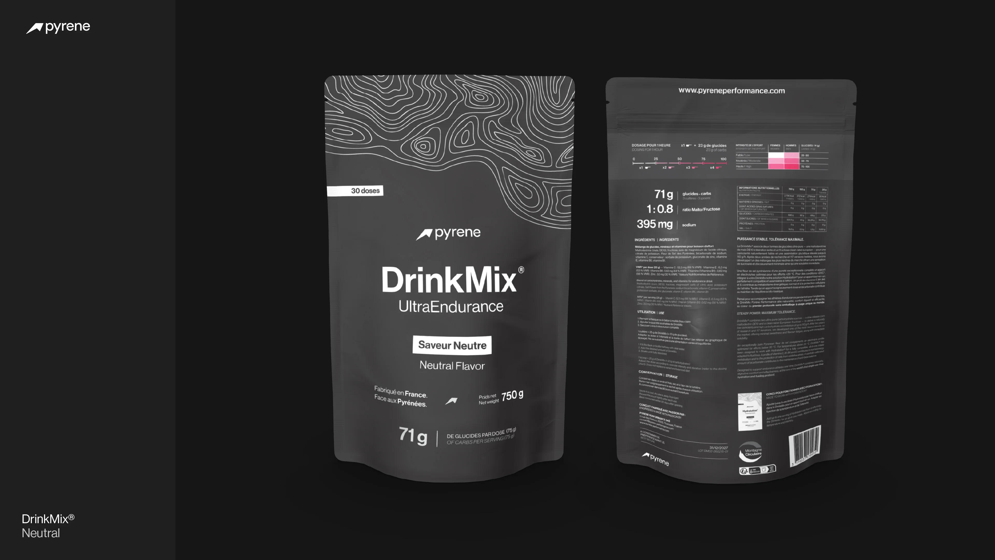 Pyrene® Gel UltraEndurance Neutre — design packaging face avant